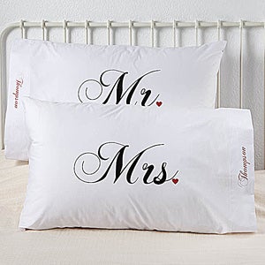 Mr. and Mrs. Collection Personalized Pillowcase Set