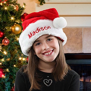 Plush Velvet Personalized Santa Hat- Youth