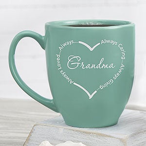 Always Loved Personalized 16 oz Bistro Mug - Aqua