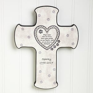 Paw Prints On My Heart Pet Memorial Cross