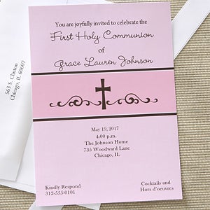 Precious Prayer Communion Invitations - Pink