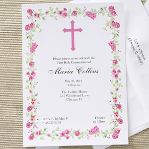 Floral Blessing Communion Invitations
