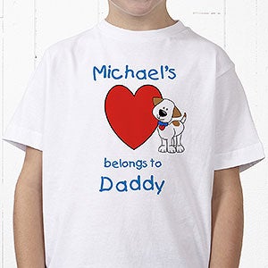 Personalized Kids Puppy T-Shirts - My Heart Belongs To  - Youth Small (6-8) - White