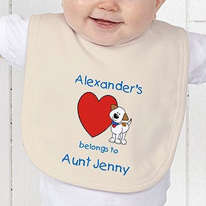 Personalized Baby Bib - Puppy Heart Design