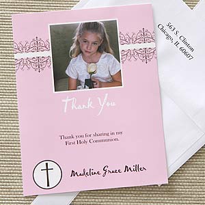 My First Communion Thank You Cards - Pink