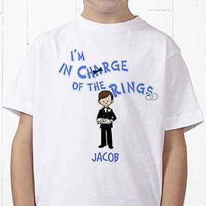 Personalized Ring Bearer Youth T-Shirt - Youth Medium (10-12) - Red