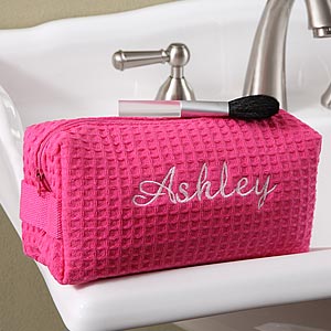 Embroidered Pink Make-up Bag