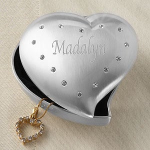 Shining Heart Personalized Jeweled Box