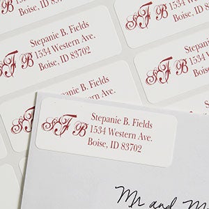script monogram personalized return address labels