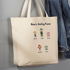Family Characters Personalized Large Canvas Tote Bag