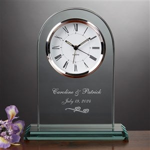 Personalized Glass Wedding Clock - Everlasting Love Design - Unique Wedding & Anniversary Gifts - #7047