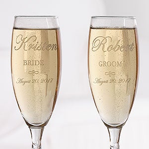 Engraved Crystal Champagne Flutes Bride And Groom Design Engraved Crystal Champagne Flutes Bride And Groom Design 7095