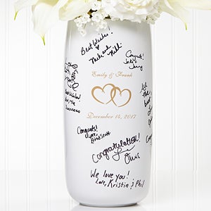 Joined Hearts Personalized Signature Wedding Vase