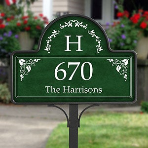 Elegant Monogram Address - Yard Stake With Magnet