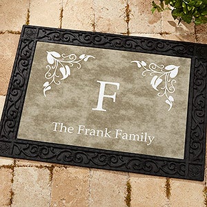 Scroll Leaf Monogram Personalized Doormat- 18x27