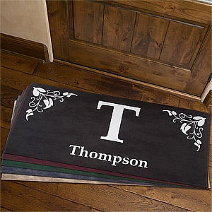 Scroll Leaf Monogram Personalized Doormat- 24x48