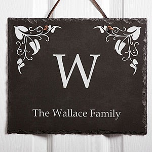 Scroll Leaf Personalized Slate Plaque