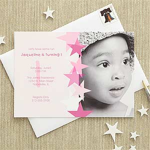 Birthday Star Custom Invitations - Pink