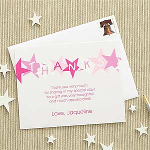 Birthday Star Thank You Cards - Pink