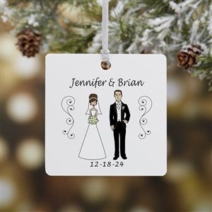 Personalized Christmas Ornaments - Bride and Groom Characters - 1-Sided Metal