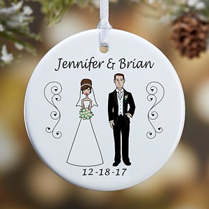 1-Sided Wedding Party Characters Personalized Ornament