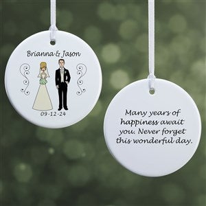 Personalized Christmas Ornaments - Bride and Groom Characters - 2-Sided