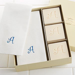 Elegant Monogram Guest Soap & Towel Set