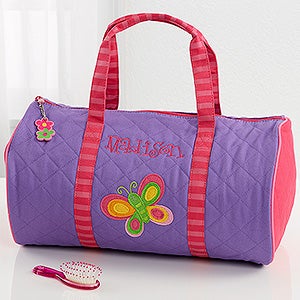 Embroidered Girls Butterfly Duffel Bag