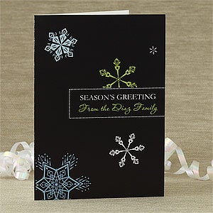 Contemporary Snowflakes Personalized Greeting Card