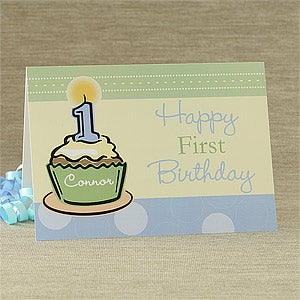 First Birthday Personalized Greeting Card - Blue