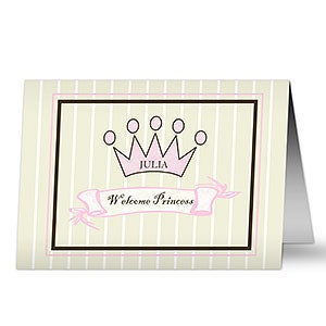 Baby Girl Personalized Greeting Cards - Royal Welcome