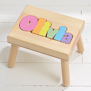 Girls Personalized Name Puzzle Stool - Small