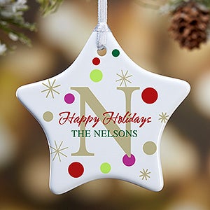 1-Sided Festive Monogram Personalized Ornament