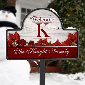 Holiday Poinsettias - Yard Stake With Magnet