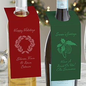 Personalized Wine Bottle Gift Tags - Holiday Greetings - 1 set of 12
