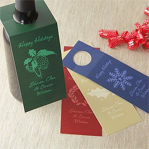 Holiday Greetings Personalized Wine Bottle Tags