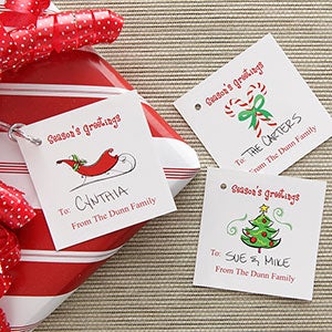 Personalized Holiday Gift Tags - Santa Belt