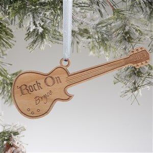 Rock On Natural Wood Guitar Ornament
