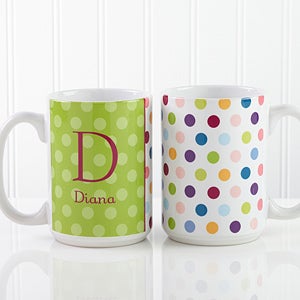 Large Personalized Coffee Mugs - Polka Dot