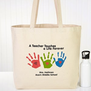 Personalized Teacher Tote Bags - Children&#39;s Handprints