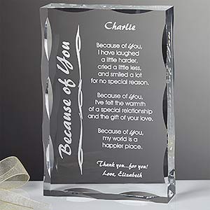 Because Of You Personalized Keepsake - #8096