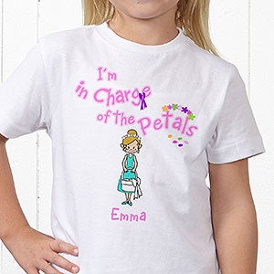 Personalized Flower Girl Youth T-Shirt - Youth Large (14-16) - White