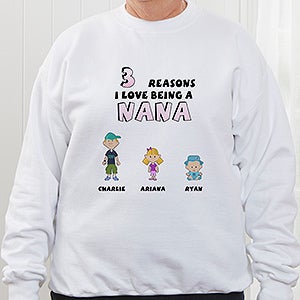 Personalized Mom & Grandma Sweatshirt - Family Characters - Adult XX-Large - White