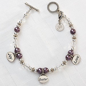 Joy, Sister, Love Personalized Charm Bracelet