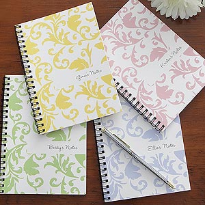 Floral Damask Personalized Mini Notebook Set