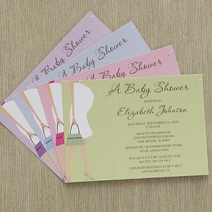 Personalized Baby Shower Invitations - Baby Bump - Set of 5