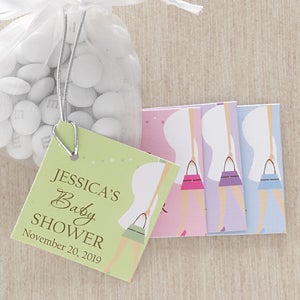 Personalized Baby Shower Party Favor Tag - Baby Bump - 1 set of 20