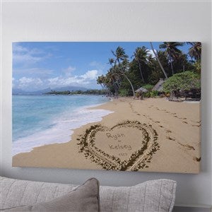 Our Paradise Island 12x18 Personalized Canvas Art - Unique Wedding & Anniversary Gifts