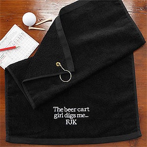 Embroidered Black Personalized Golf Towels - You Design It