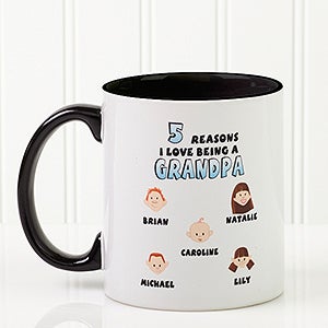 Family Characters Custom Coffee Mug - His Reason Why - Black Handle